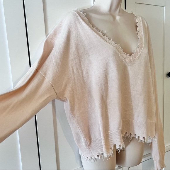 Nation LTD Jolie Cropped Frayed Sweater Medium - Picture 5 of 15